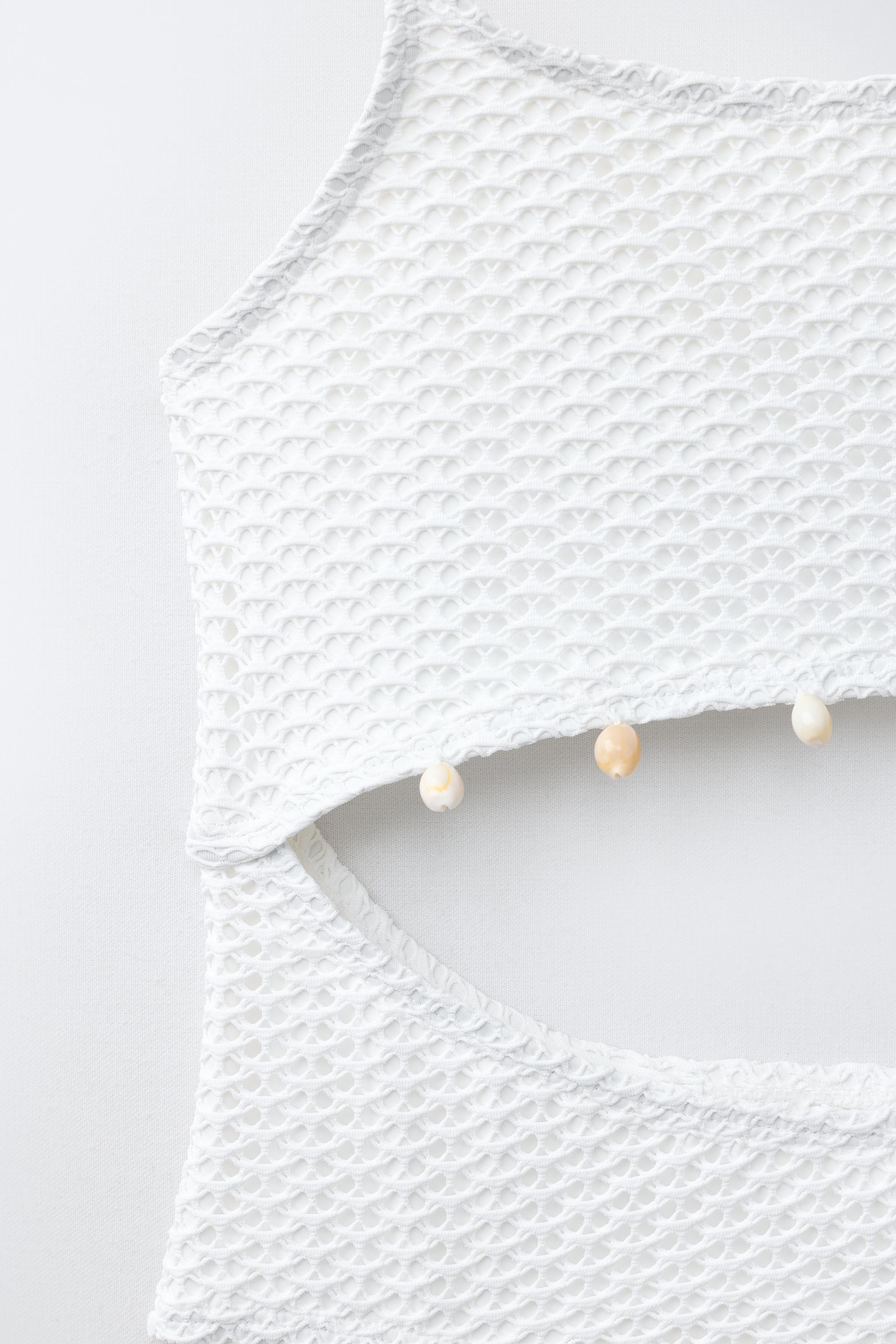 6-14 YEARS/ CROCHET CUT OUT SHELL SWIMSUIT
